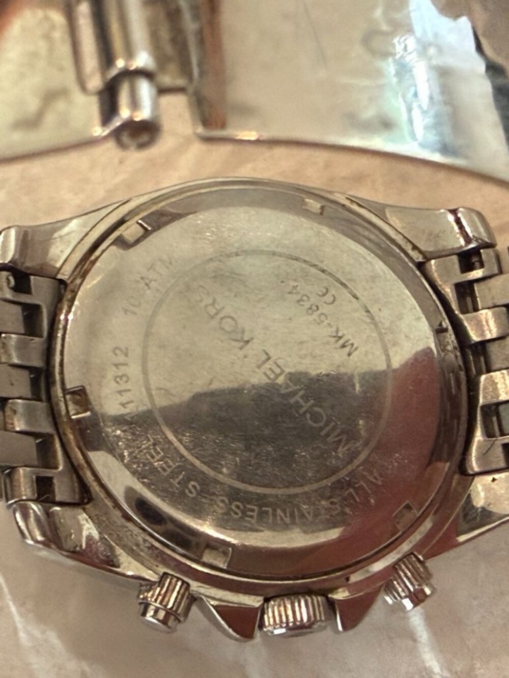 Michael Kors Chronograph Watch MK-5384 Silver Crystal White Dial Steel Bracelet